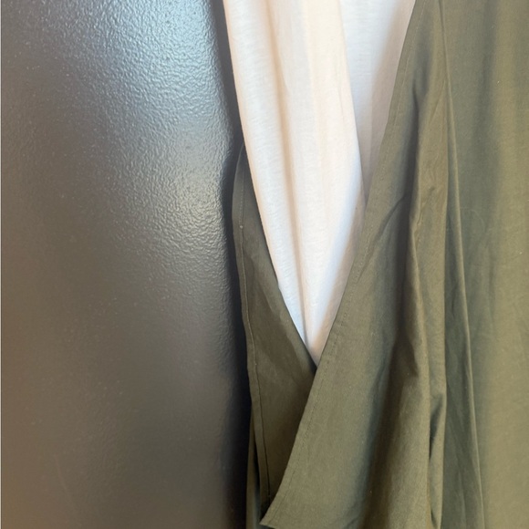 Zara NWT M combination poplin dress Asymmetrical Dark Green Skirt - Picture 4 of 14